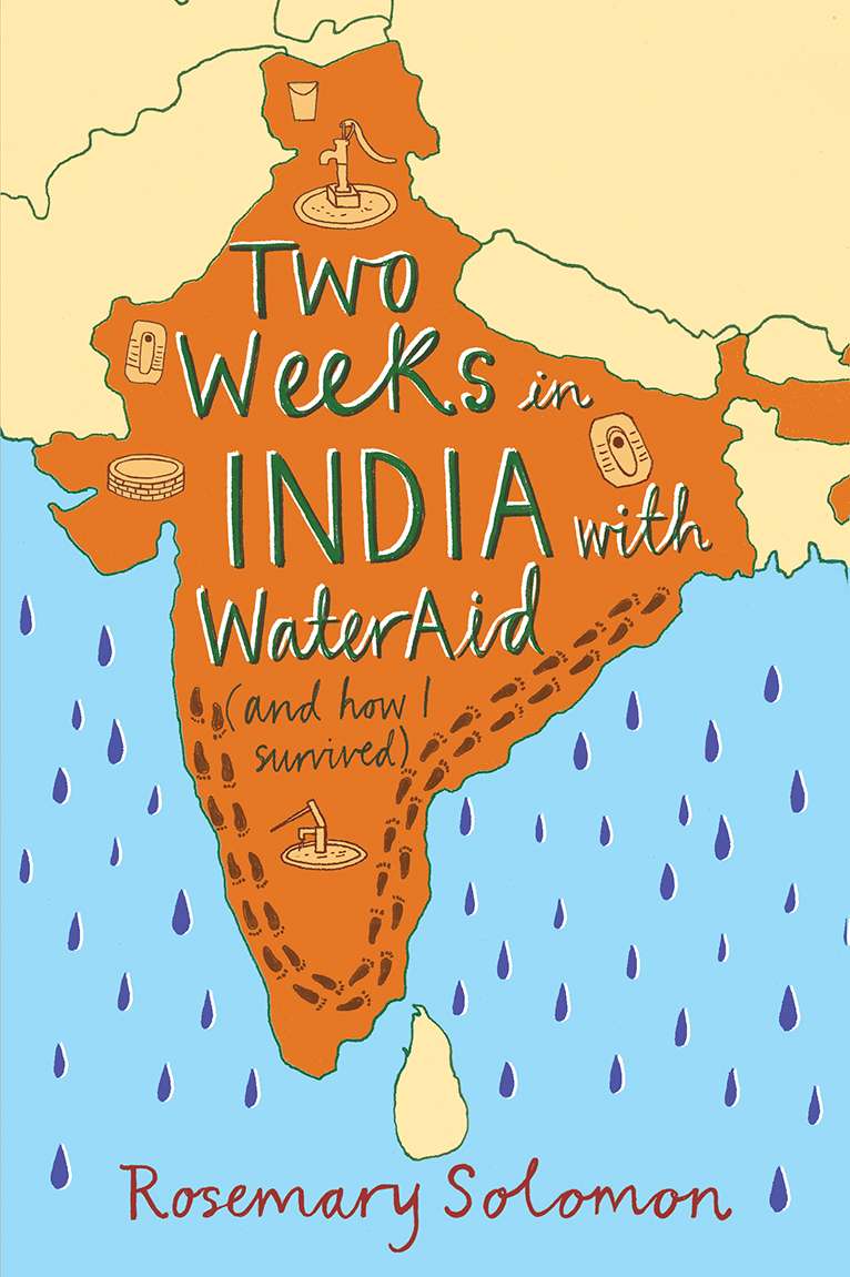Harriet Russell, hand drawn illustration for book cover two weeks in india with book aid
